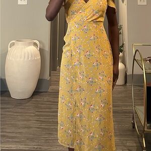 Miami Yellow Floral Midi Dress